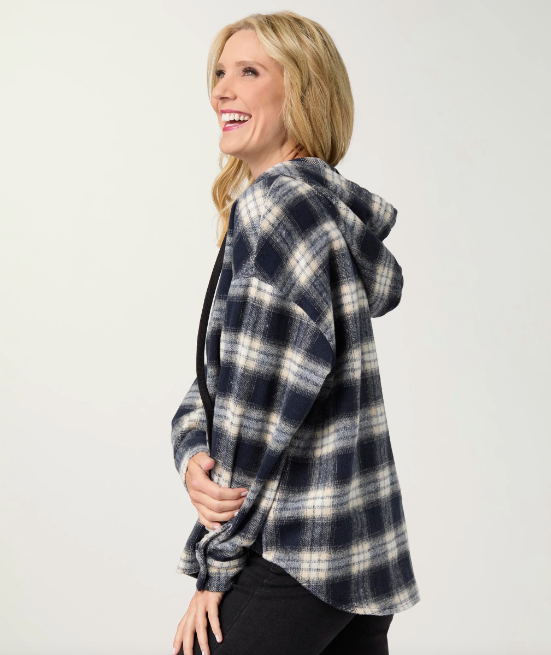 Ravina Hooded Plaid Flannel Shirt