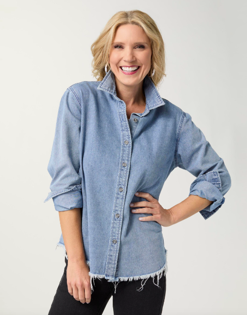 Shawna Long Sleeve Top with Back Button