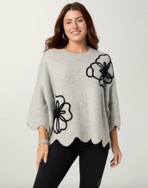 Taline Relaxed Fit Sweater with Flower