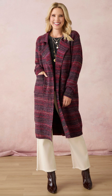 Earthen Long Open Cardigan with Pockets