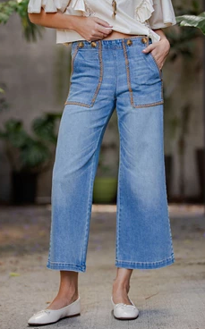 Whipstitch Pocket Cropped Pants