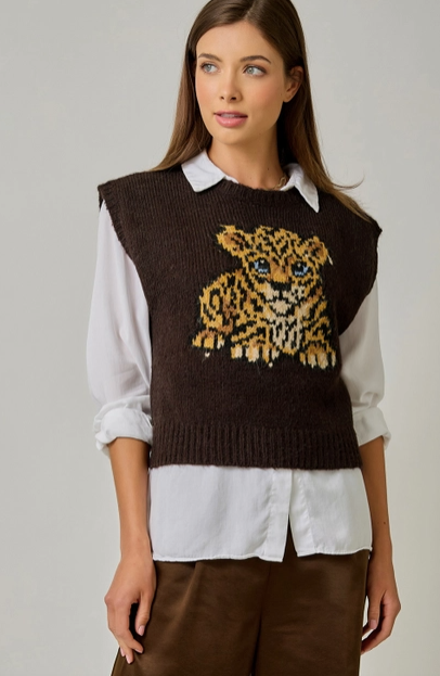 Baby Leopard Mohair Vest