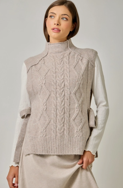 Cable Knit Mohair Side Tie Vest