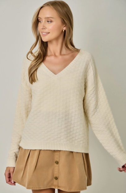 Embossed Texture Knitted Sweater