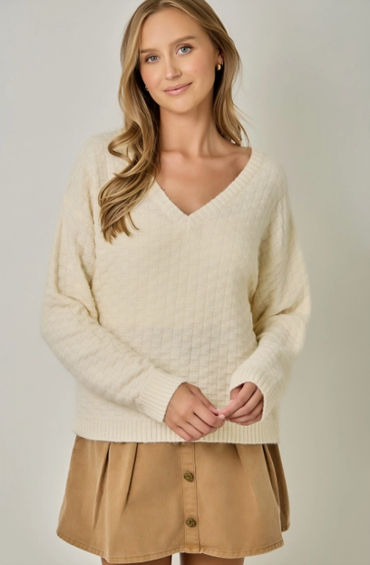 Embossed Texture Knitted Sweater