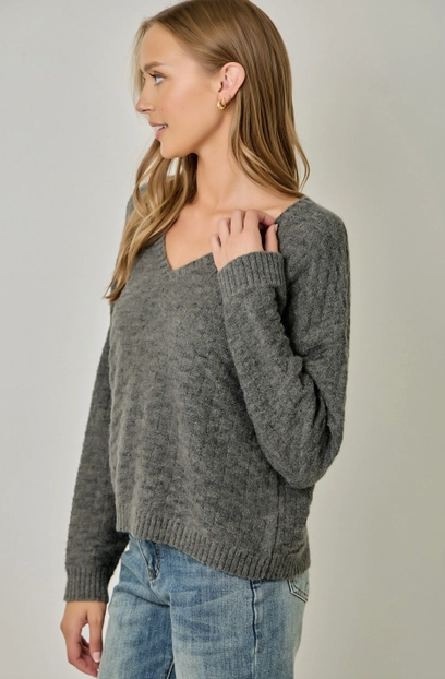 Embossed Texture Knitted Sweater