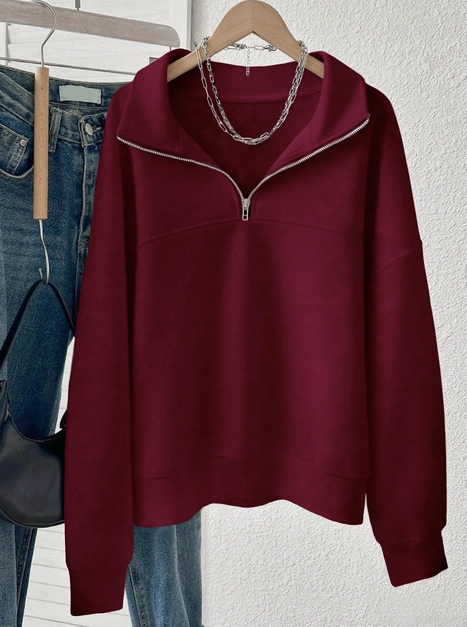 Oversized Half Zip Pullover Sweatshirt Y2K Fall Essential