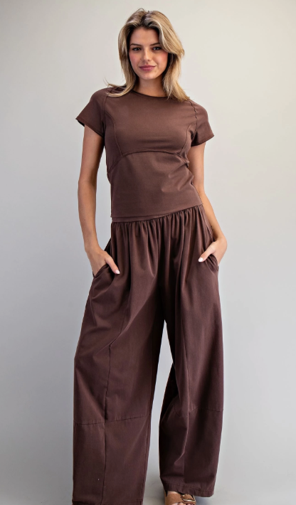 Mineral Washed Wide Leg Pants