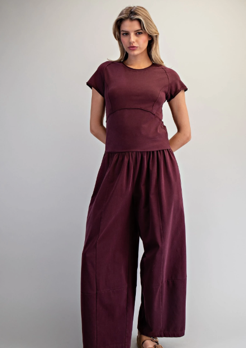 Mineral Washed Wide Leg Pants