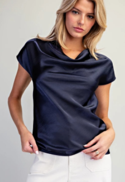 Satin Contrast Knit Back Top