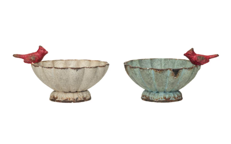 Pewter Fluted Bowl w/ Bird