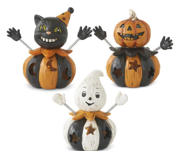 Spring Arm LED Halloween Figurines w/Timer