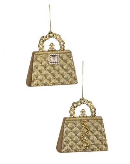4" Plastic Glitter Purse Ornament