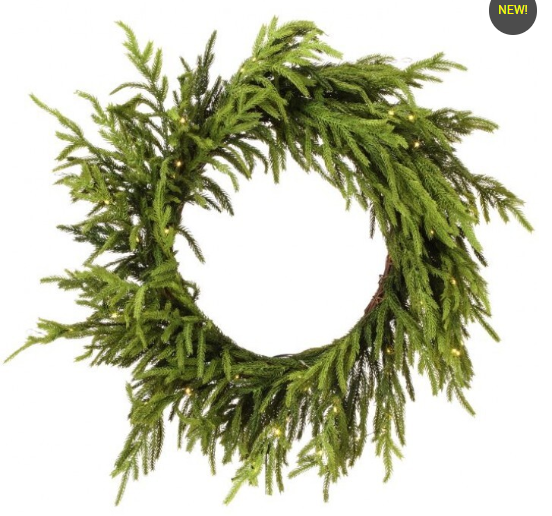 24" LED Real Touch Norfolk Pine Wreath
