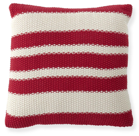 Red & Cream Striped Pillow