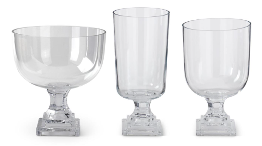Clear Glass Pedestal Vases