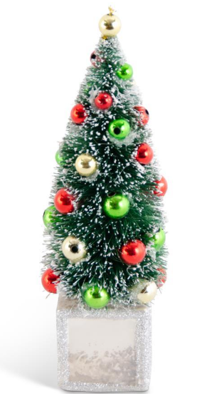 Glass Box Bottle Brush Tree Ornament