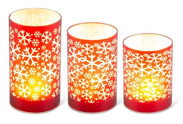 Red Snowflake LED Cylinders