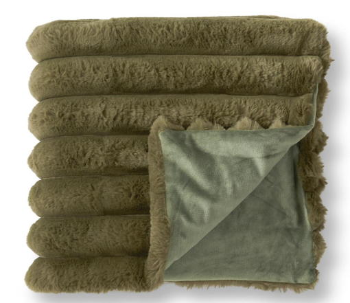 Dark Green Vegan Fur Throw Blanket- 60 inch