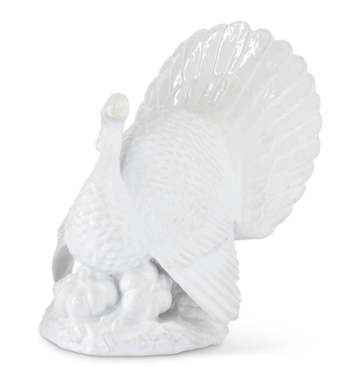 Glossy White Resin Turkey- 13 inch