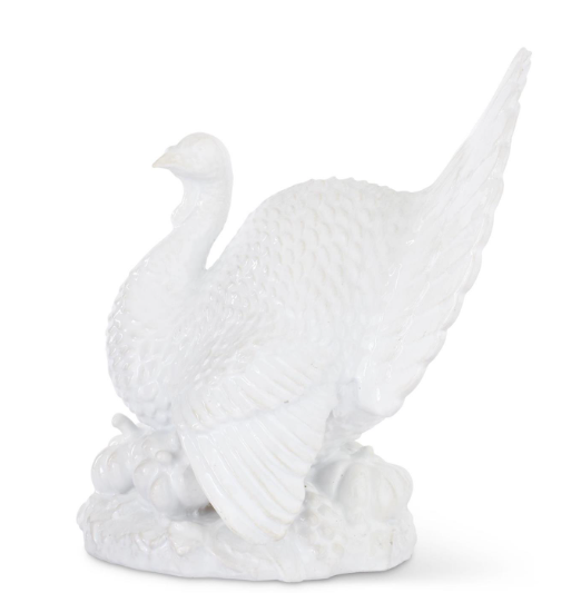 Glossy White Resin Turkey- 13 inch