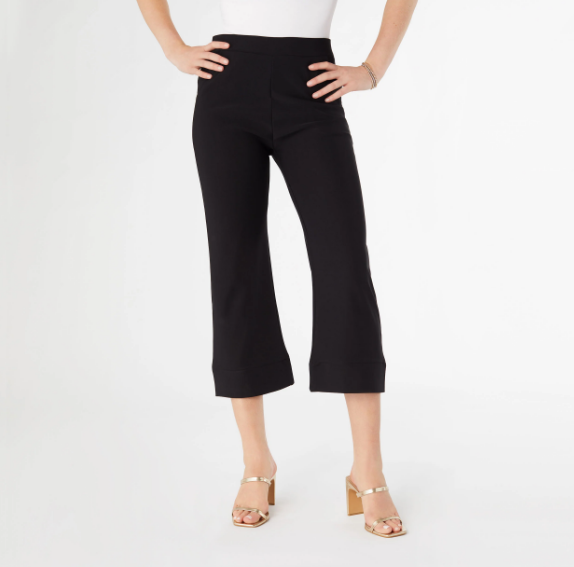 Georgie Wide Leg Black Cropped Pants