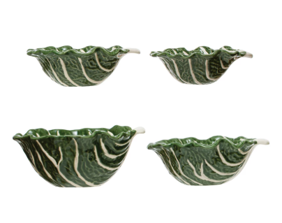 Hand-Painted Stoneware Cabbage Bowls