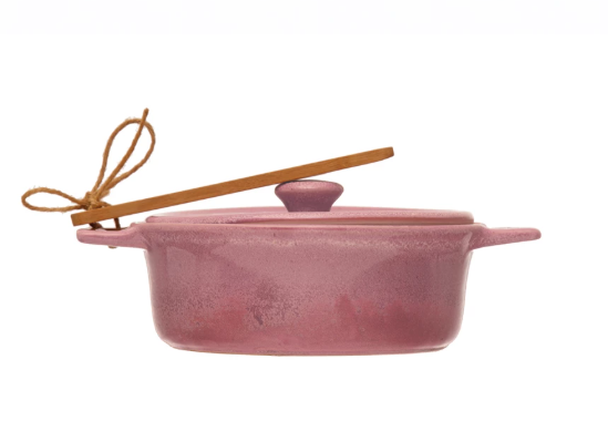 Stoneware Brie Baker with Bamboo Spreader