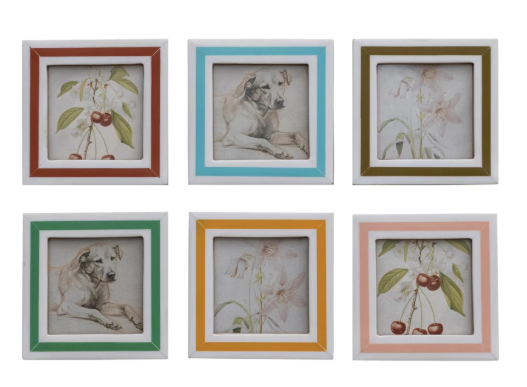Resin & MDF Photo Frame Magnet w/ Inlaid Stripes