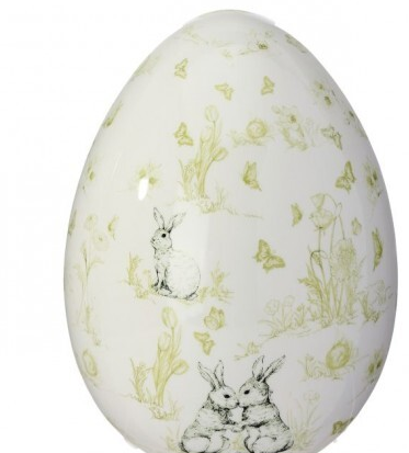 8.5" Dolomite Bunny Toile Egg