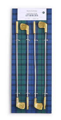 Gold Golf Club Stirrers in Gift Card