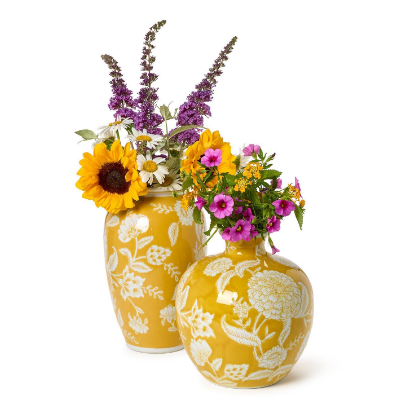 Yellow Floral Vases