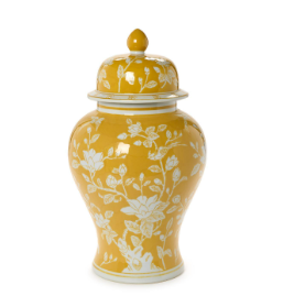 Yellow and White Temple Jar