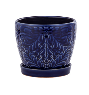 6" Blue Cobalt Pot w/Saucer