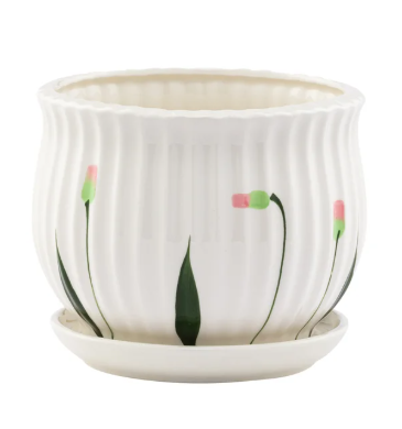 Medium Tassel Flower Planter with Saucer