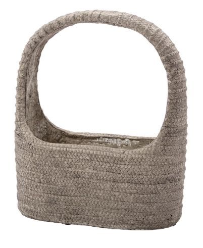 Brown Ribbed Handle Basket