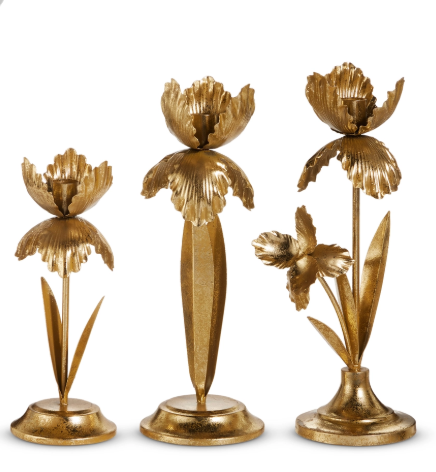 Gold Flowers on Candle Holder