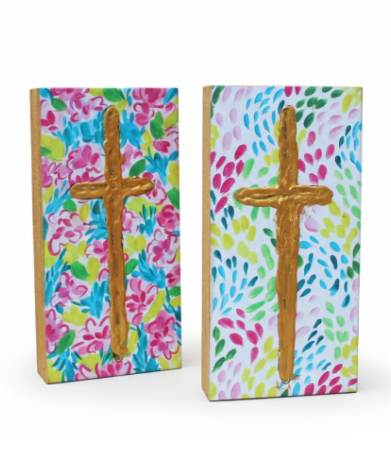Table Block Brights w Gold Cross