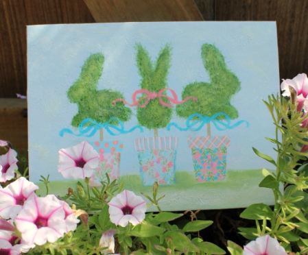 Canvas Table Sign Boxwood Bunny