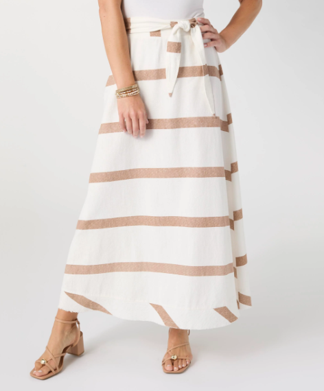 Katherine Striped Tie Waist Skirt