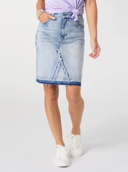 EverStretch Short Skirt with Fray Detail