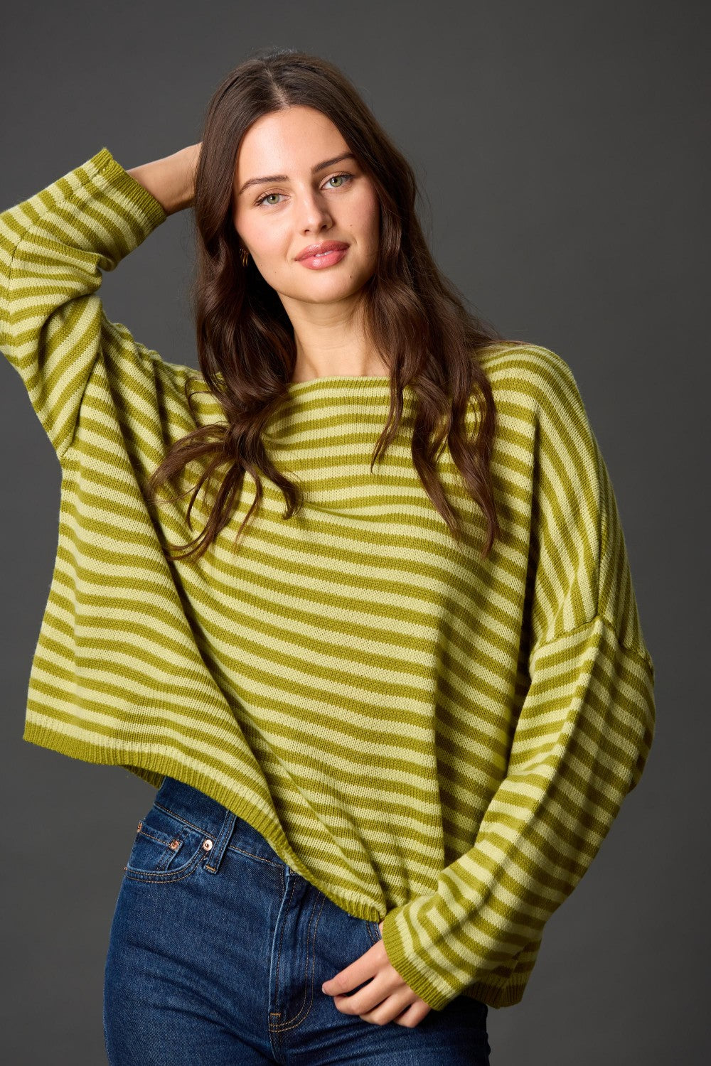 Striped Sweater- Pale Lime