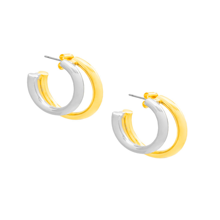 Small Two-Tone Open Hoop Earrings