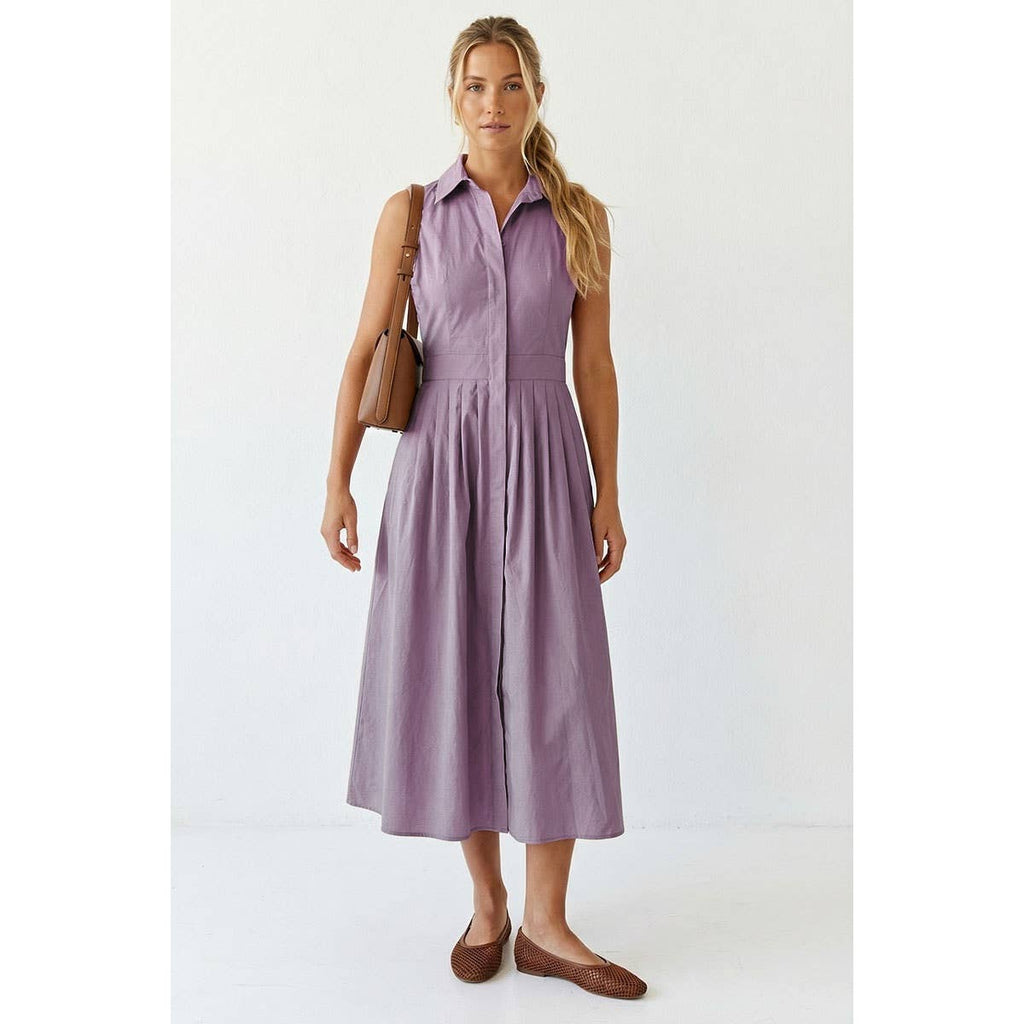 Sleeveless Midi Shirt Dress