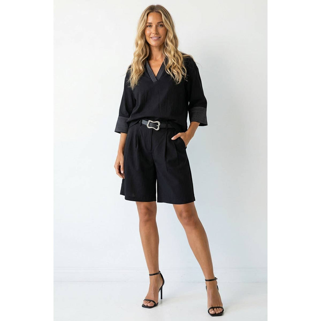 Contrast Stitch Detail Popover Blouse