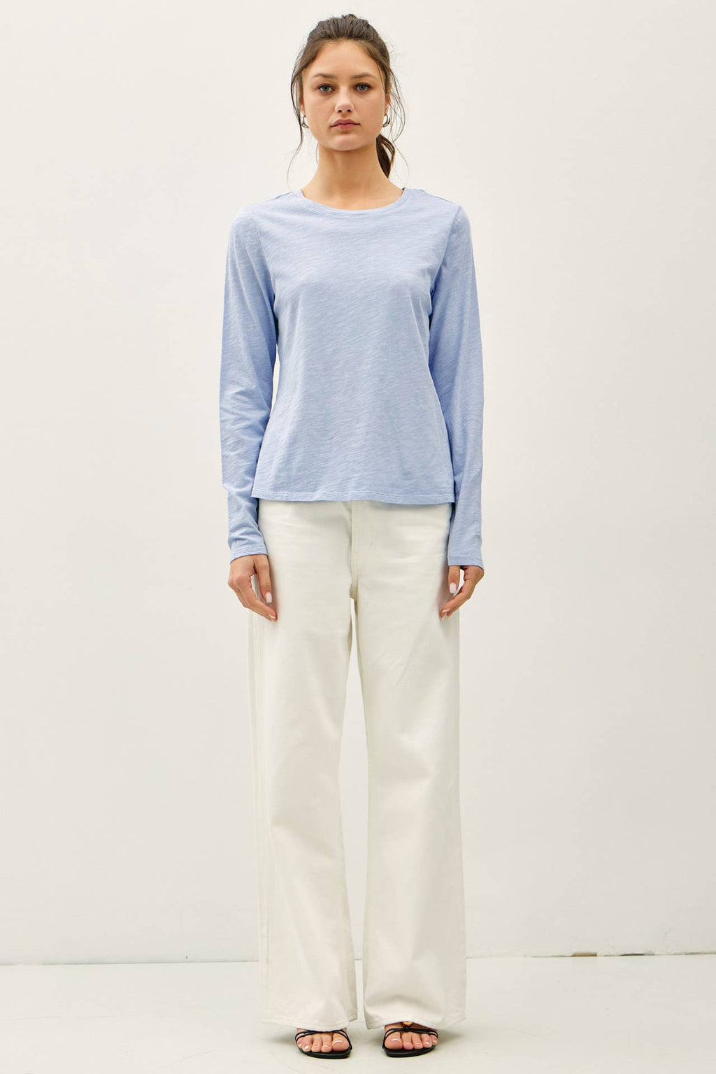 COTTON SLUB CREWNECK LONG SLEEVE TEE