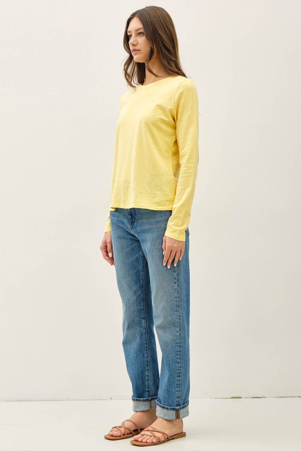 COTTON SLUB CREWNECK LONG SLEEVE TEE
