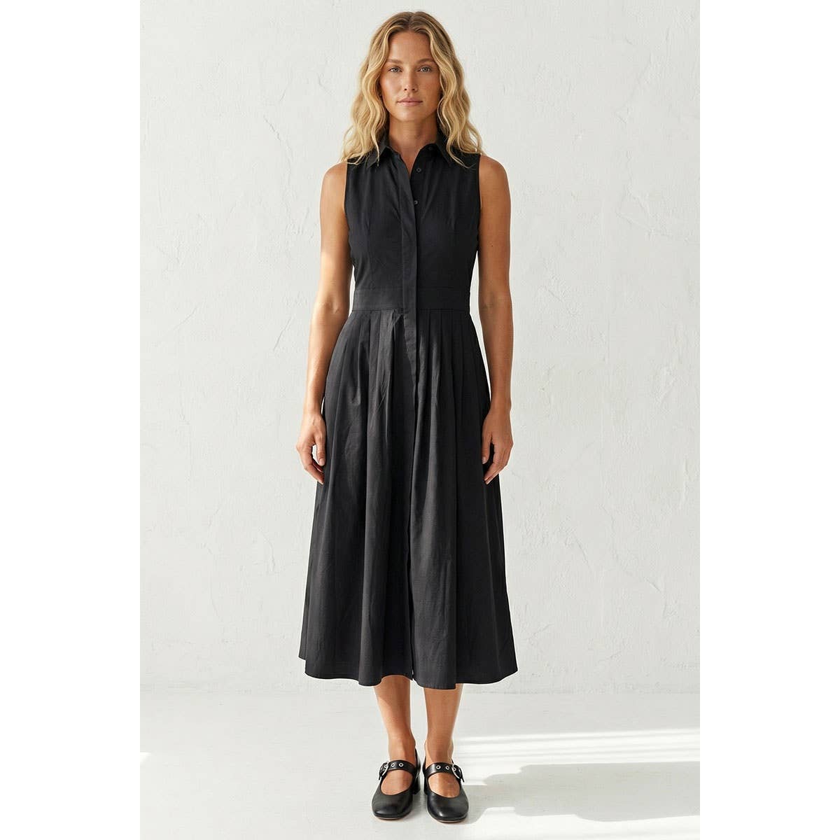 Sleeveless Midi Shirt Dress